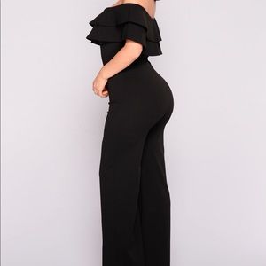 Fashion Nova Black Ruffle Jumpsuit | Size Small